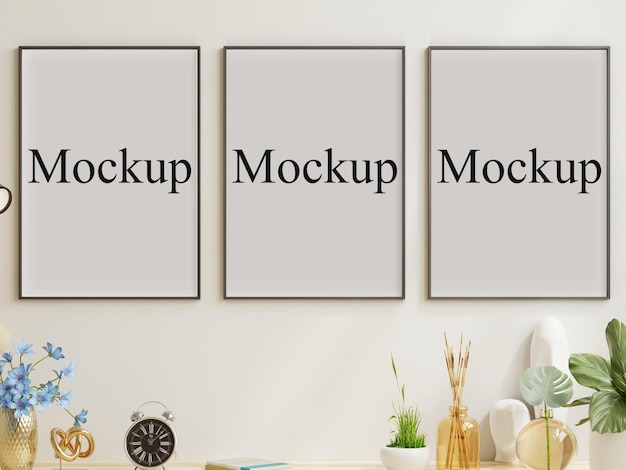 PSD elegante set di mockup con tripla cornice nera