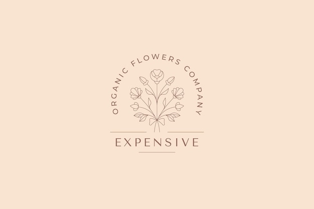 Elegant tuinbloem natuurlijk boeket minimalistisch decoratief ontwerp logo plaats voor tekst