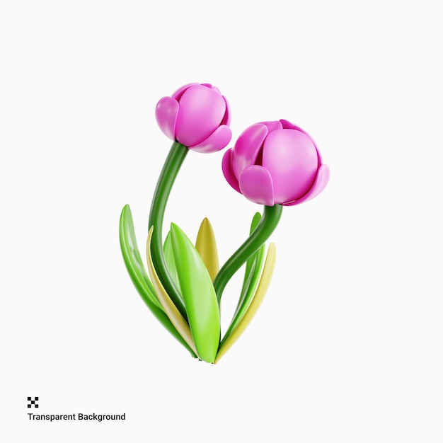 elegant tulip bloom 3d icon illustration