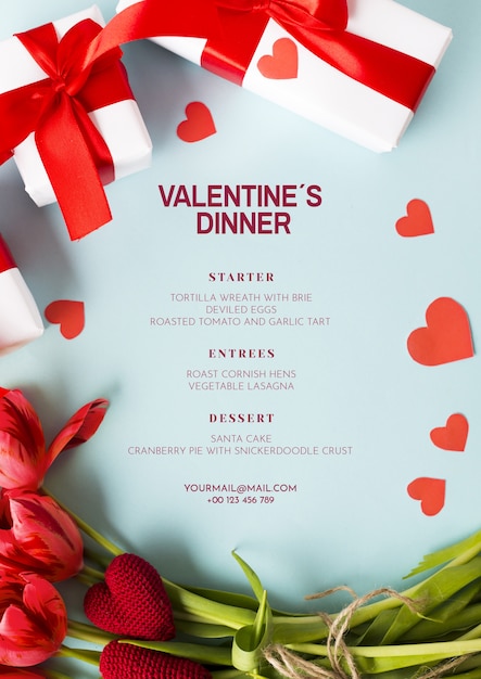 Elegante mockup di cena per san valentino