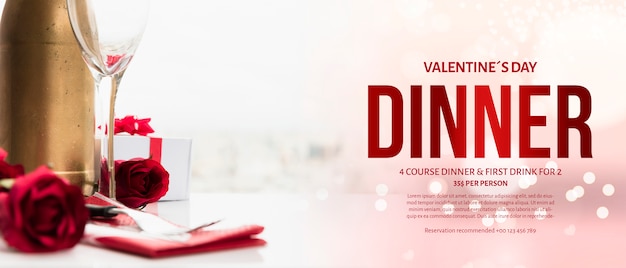 Elegant valentines dinner mockup