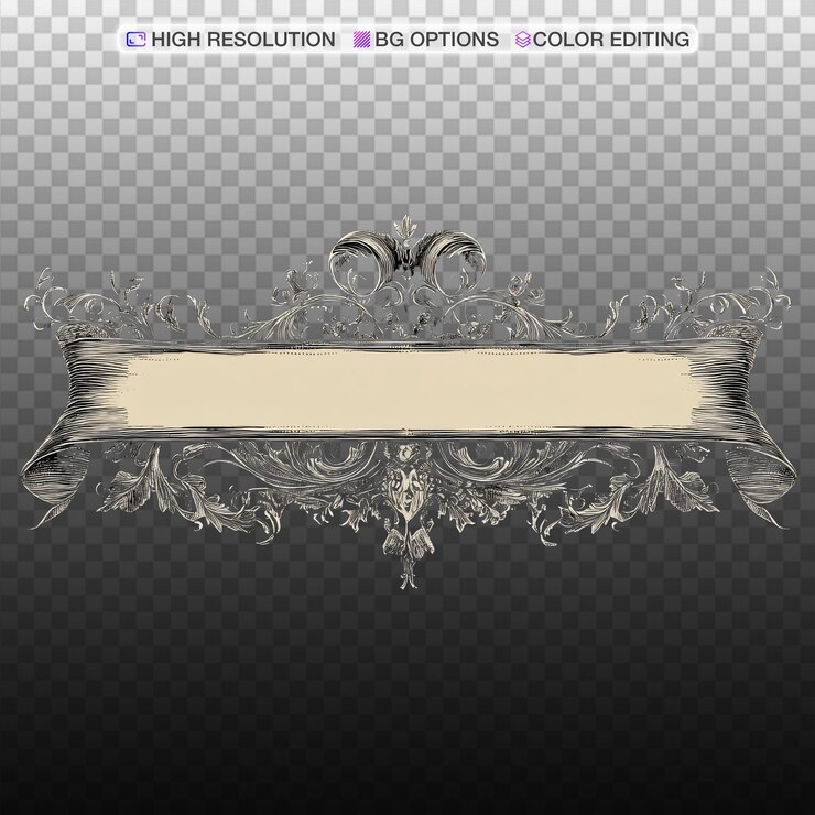 PSD elegant victorian gothic ribbon banner design