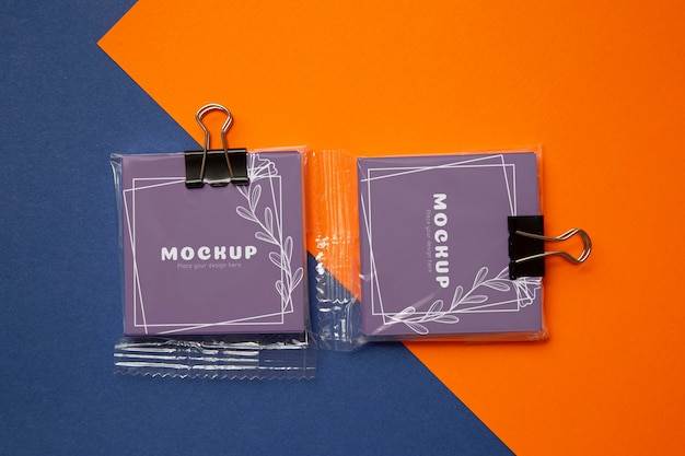 Elegant visit card in plastic bag mockup