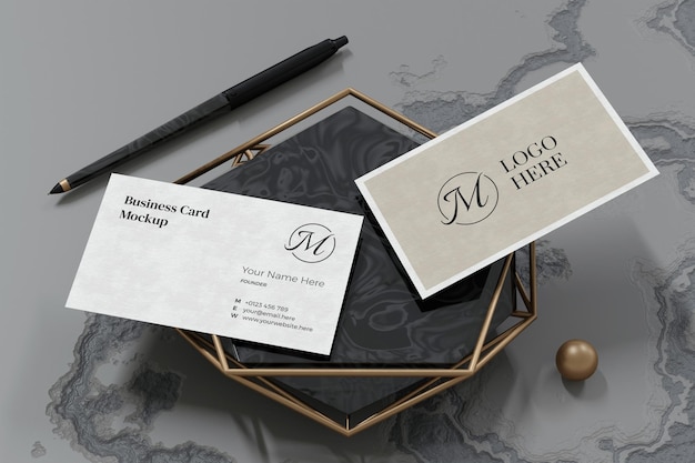 Elegant visitekaartje mockup-ontwerp in 3d-rendering