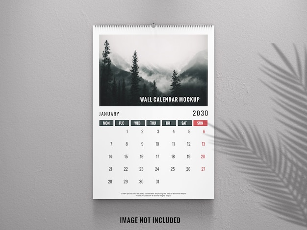 PSD elegant wall calendar from front view mockup
