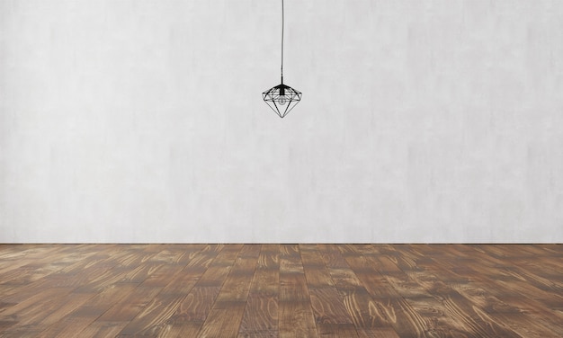 PSD モダンなランプと寄木細工の床とエレガントな壁