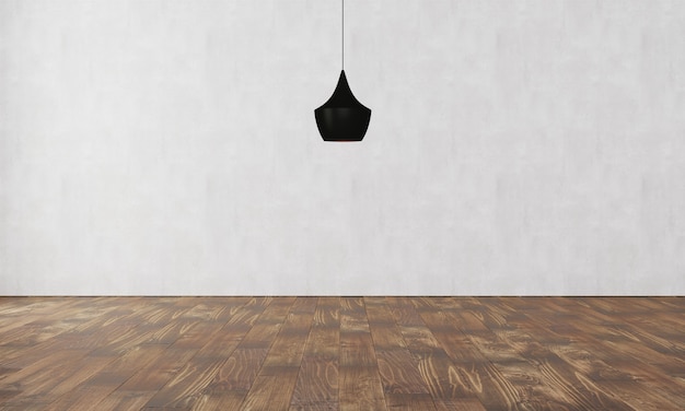 モダンなランプと寄木細工の床とエレガントな壁