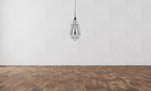 PSD elegante parete con lampada moderna e parquet