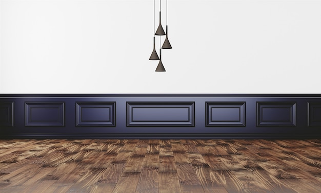 Elegante parete con lampada moderna e parquet