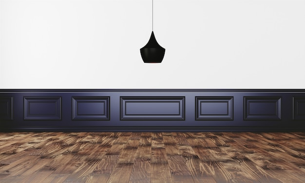 PSD elegant wall with modern lamp and parquet