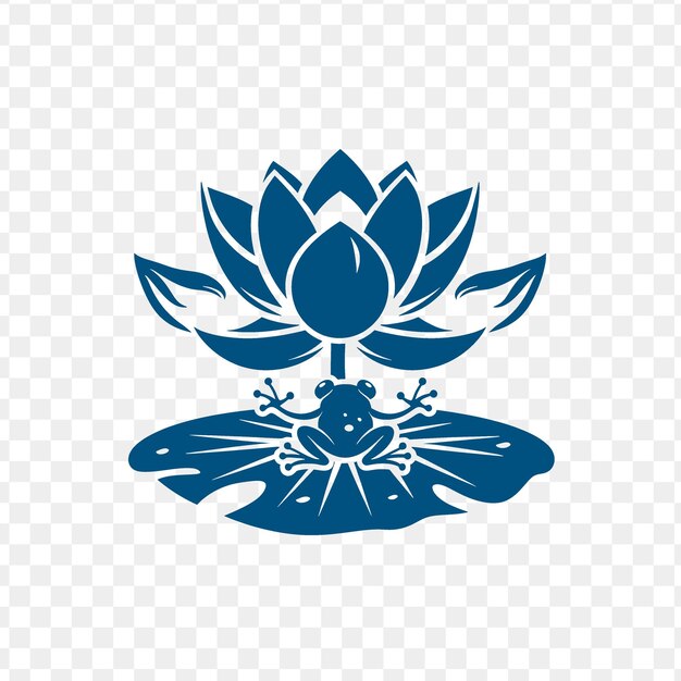 PSD elegant water lily icon logo with decorative frogs and a lil creative psd vector design cnc tattoo