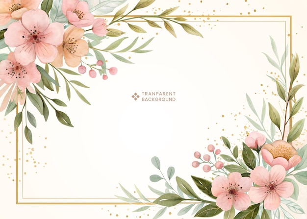 Elegant Watercolor Floral Frame Design HandPainted Botanical Border Clipart for Invitations amp Dec