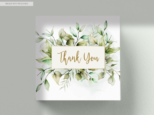 elegant watercolor leaves invitation card set