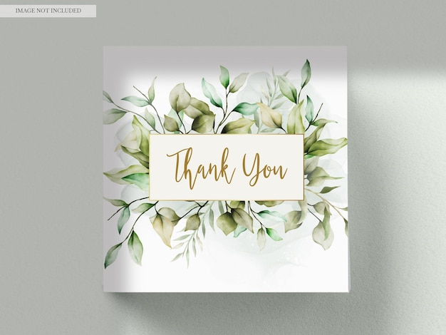 PSD elegant watercolor leaves invitation card set