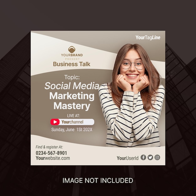 Elegant wave digital marketing live webinar social media post template