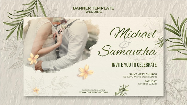 PSD modello di banner matrimonio elegante