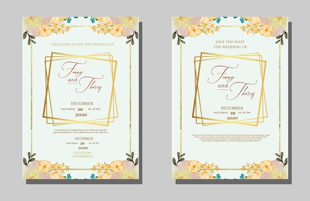 PSD エレガントな結婚式の招待状と緑とピンクの葉の結婚式のメニュープレミアムpsd
