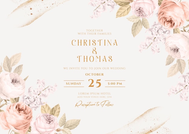 PSD elegant wedding invitation card template set