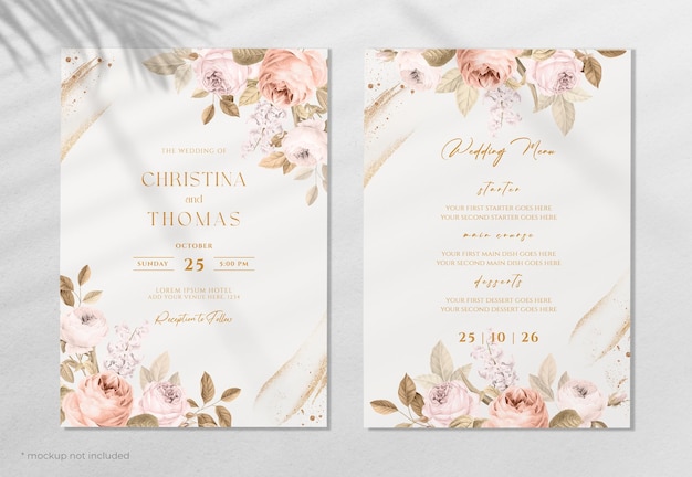 PSD elegant wedding invitation card template set