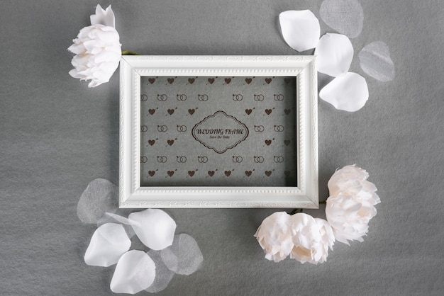 elegant wedding invitation on a flat lay