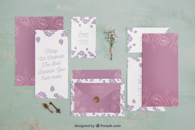 PSD mockup di invito matrimonio elegante