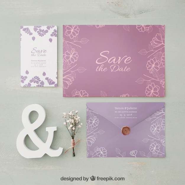 PSD elegant wedding invitation mockup