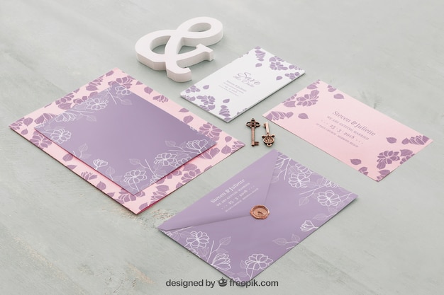 PSD mockup di invito matrimonio elegante