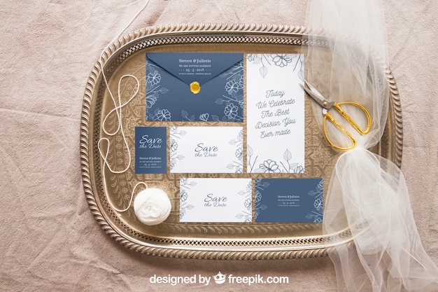 PSD mockup di invito matrimonio elegante