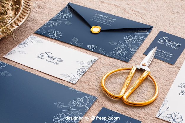 PSD mockup di invito matrimonio elegante