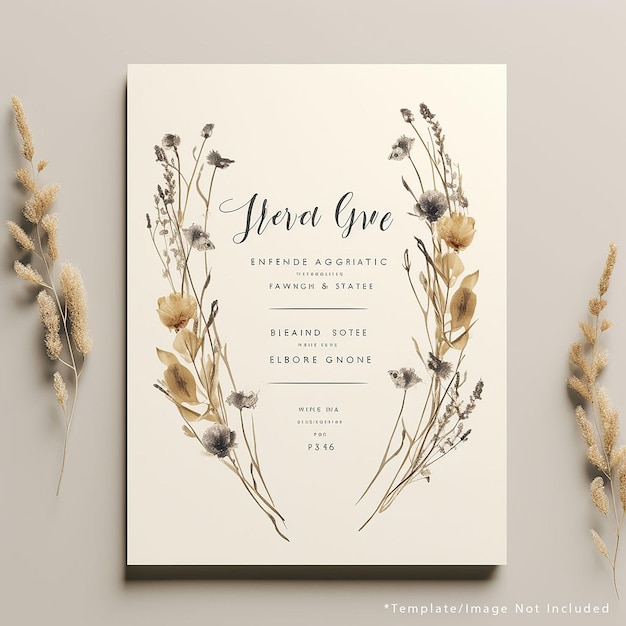 PSD elegant wedding invitation mockup