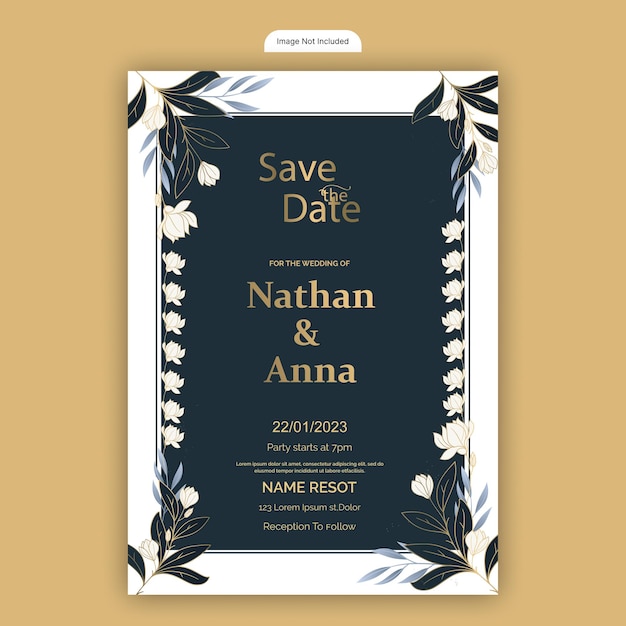 Elegant Wedding Invitation Save the Date with Floral Accents