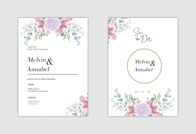 Elegant wedding invitation template premium psd