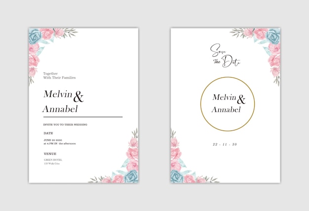 Elegant wedding invitation template Premium Psd