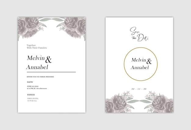 Elegant wedding invitation template premium psd