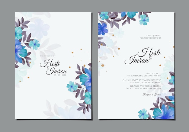 Elegant wedding invitation template with flowers