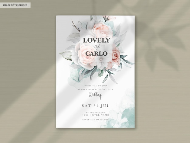 Elegant wedding invitation with a beautiful flower arrangement