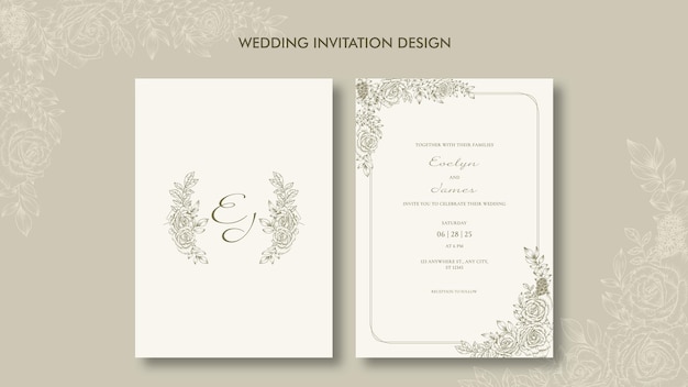 Elegant Wedding Invitation with Floral Details
