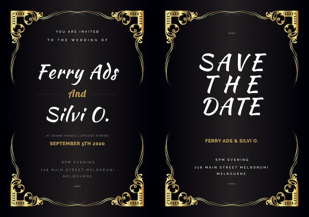 elegant wedding invitation with gold accents