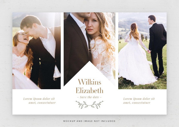 Elegante modello di volantino per collage di foto di matrimonio in psd
