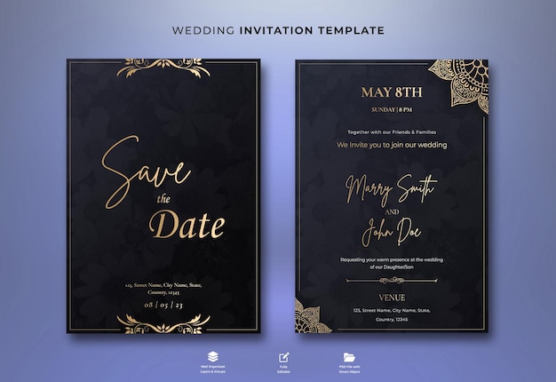 PSD elegant wedding poster template