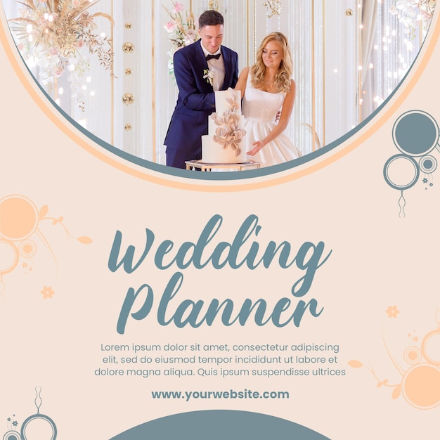 PSD elegant wedding social media posts