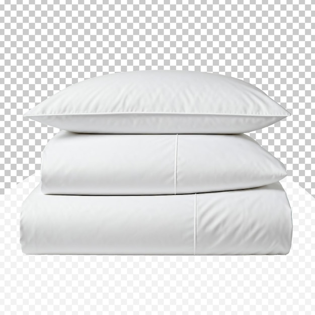 Elegant White Bedding Set on Transparent Background
