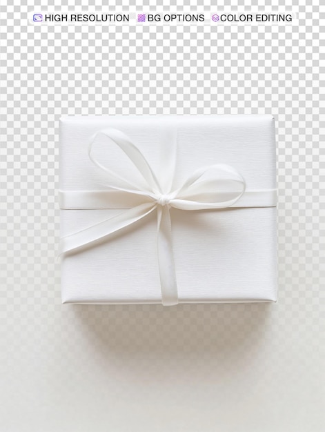 Elegant White Gift Box Tied with Ribbon on Clean Background