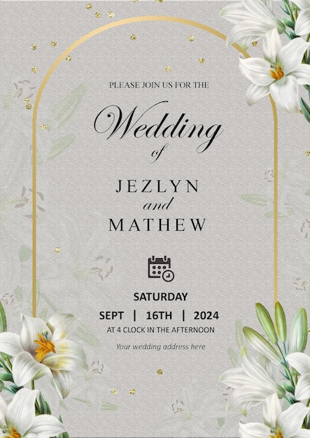 elegant white and grey wedding invitation for a wedding