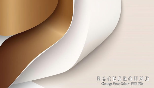 PSD elegant white overlap brown shade background with line golden elements generative ai