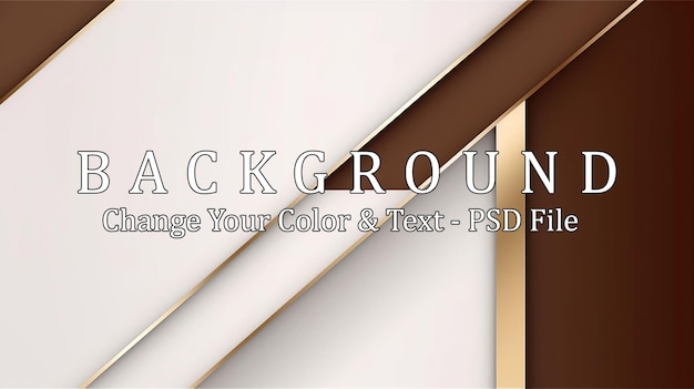 Elegant white overlap brown shade background with line golden elements generative ai