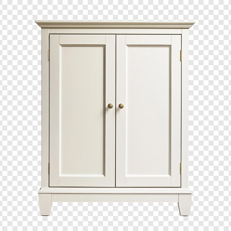 PSD elegant white twodoor cabinet classic design for home storage