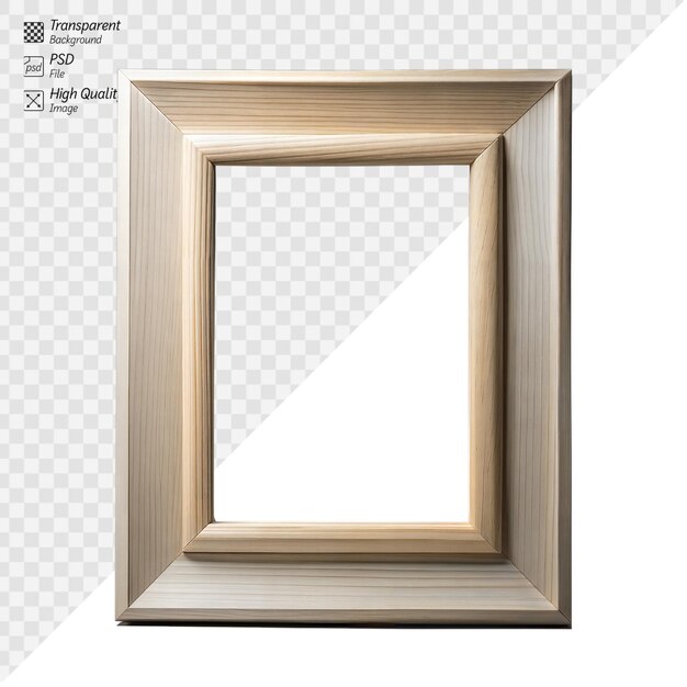 PSD elegant wooden frame on a transparent background