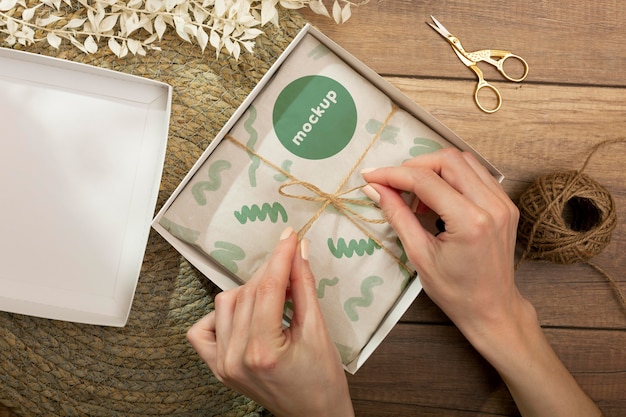 Elegant wrapping paper real context mockup