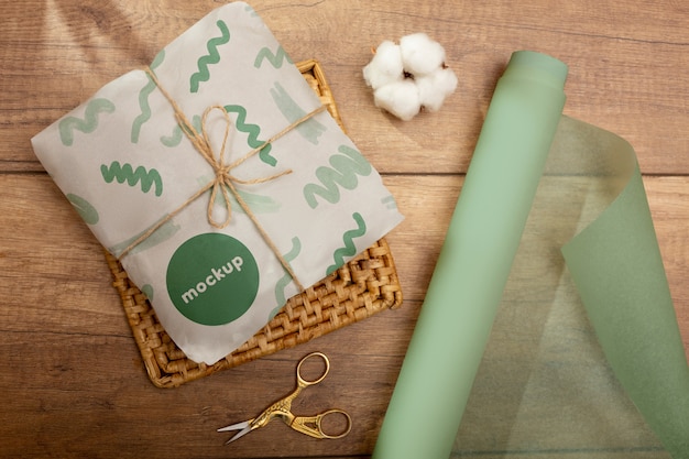 PSD elegant wrapping paper real context mockup